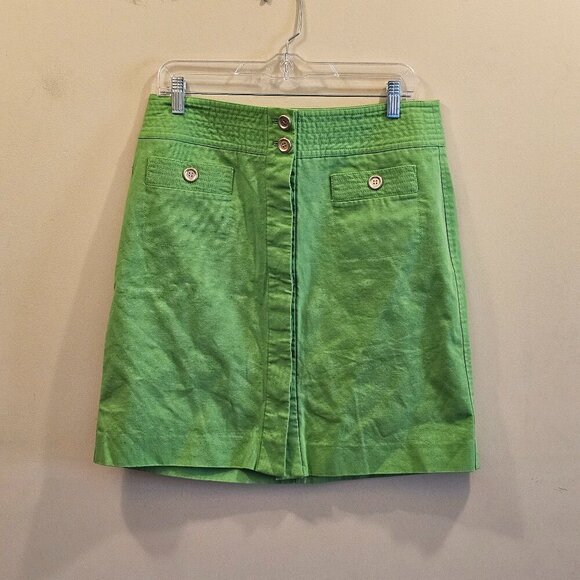 Women's Talbots Petites Lime Green‎ Skirt Size 10P Hidden Buttons Springtime - Picture 1 of 6